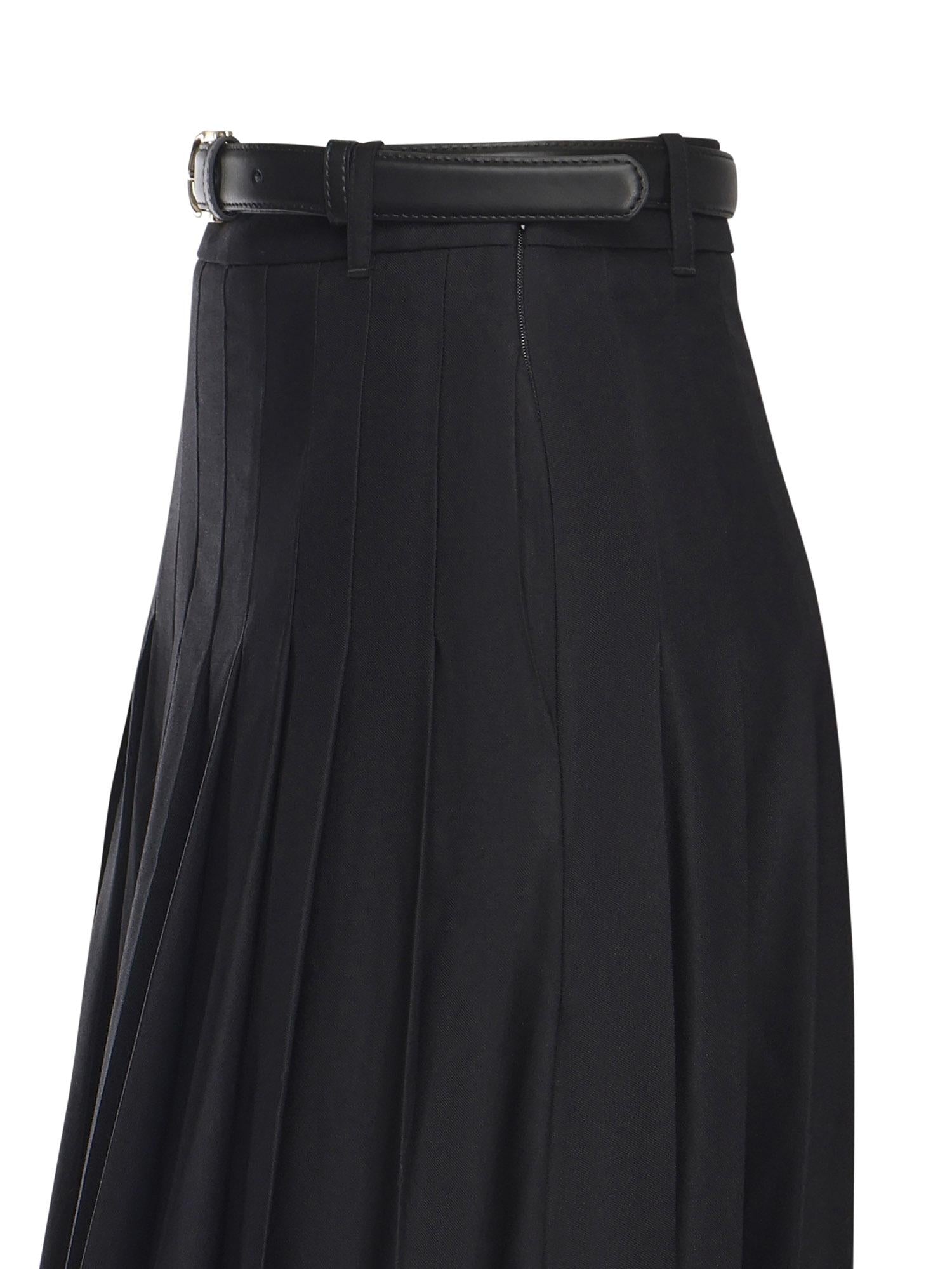 Gonna lunga plissettata in twill AW25107XSK B SELF-PORTRAIT 