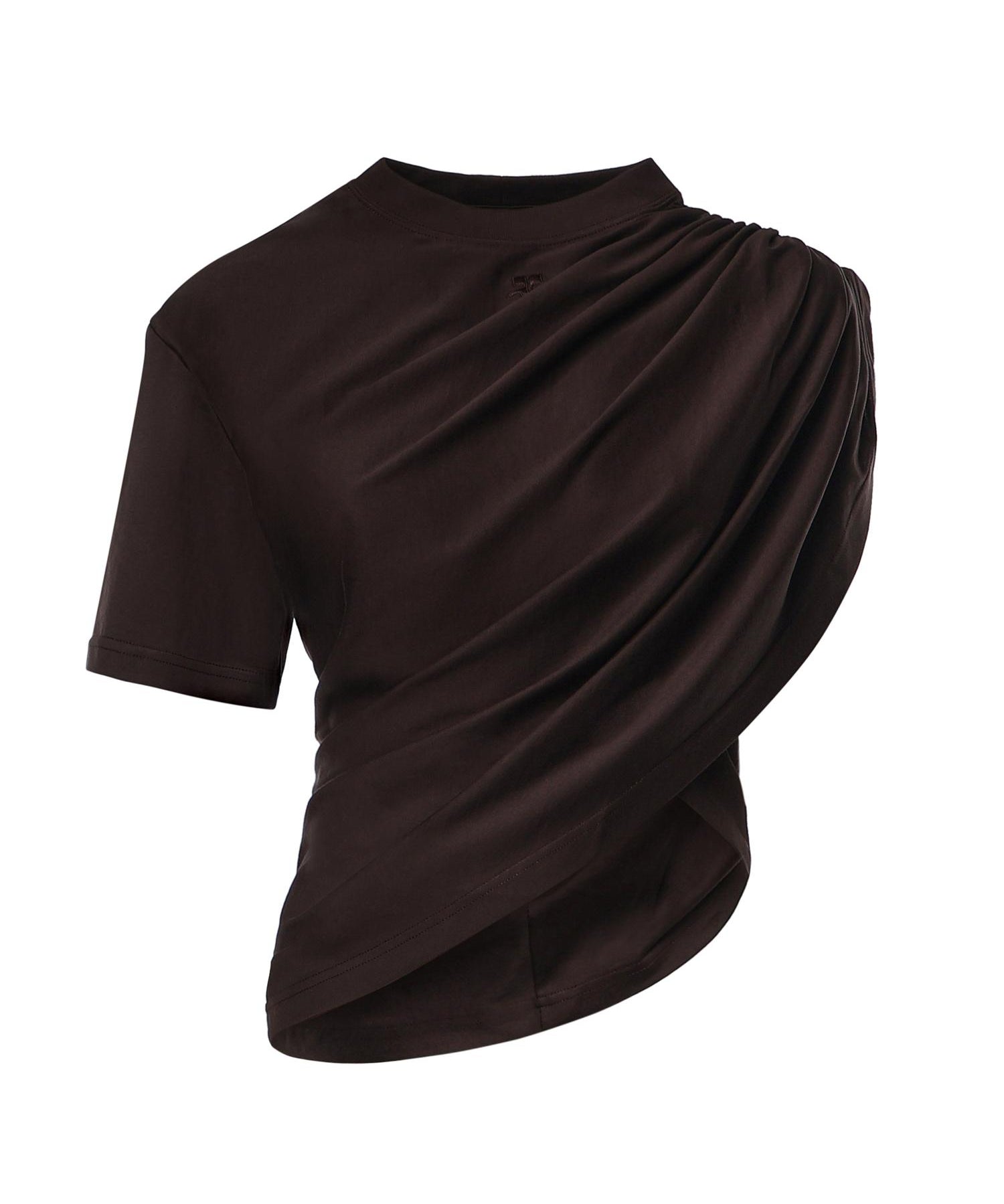 T-shirt cropped asimmetrica in jersey cotone 226JTS241JS0290 1983 COURREGES 