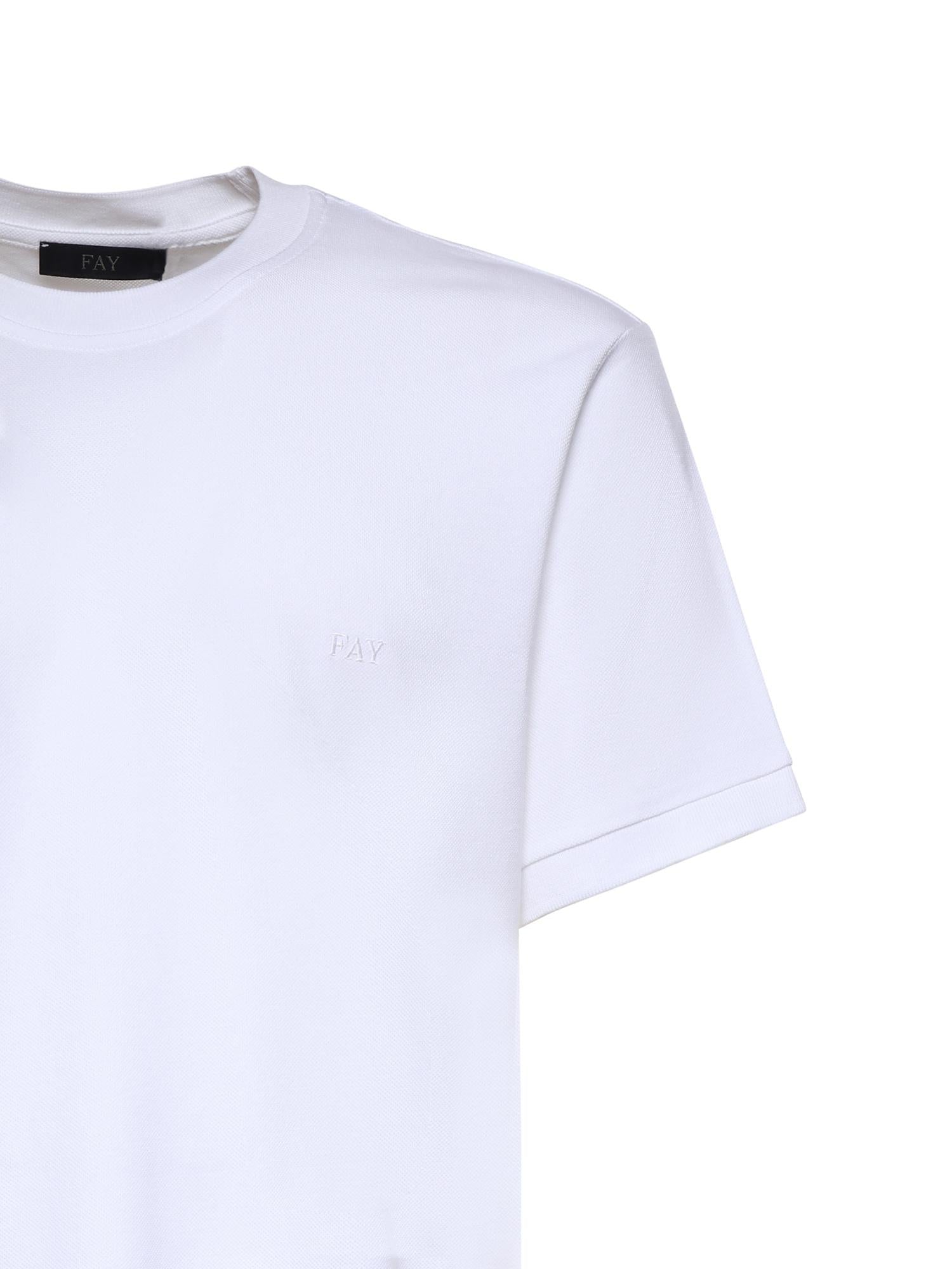 T-shirt in piquet di cotone NPMB352136TZEF B001 FAY 