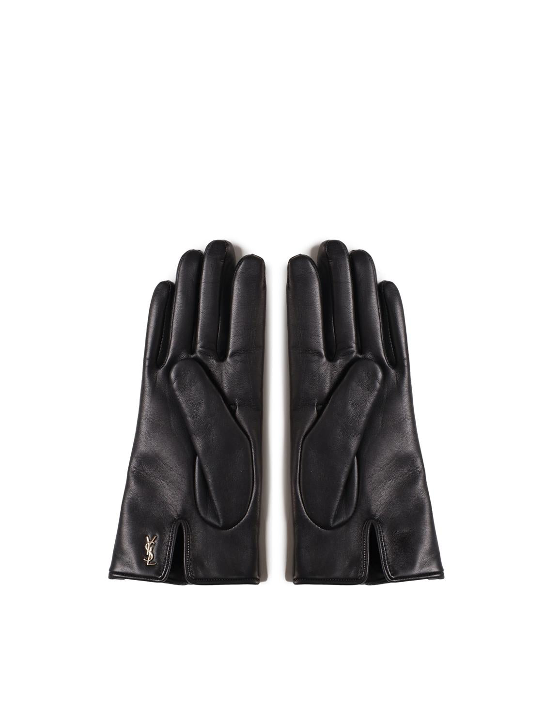 Guanti corti Cassandre in pelle di agnello e cashmere 7603413 YO6801080 SAINT LAURENT 