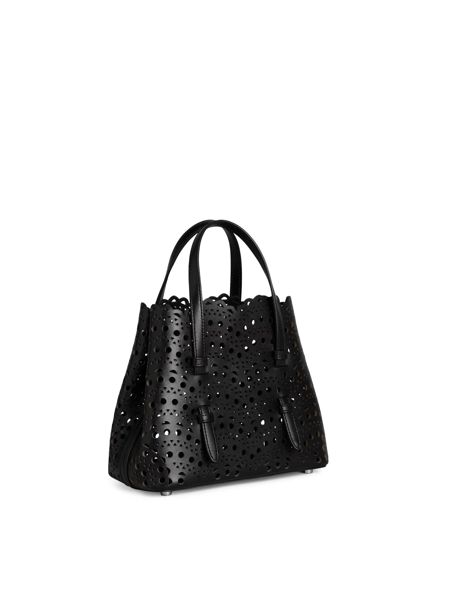 Tote bag piccola Mina 20 in pelle di vitello AA1S06720I251 999 ALAIA 