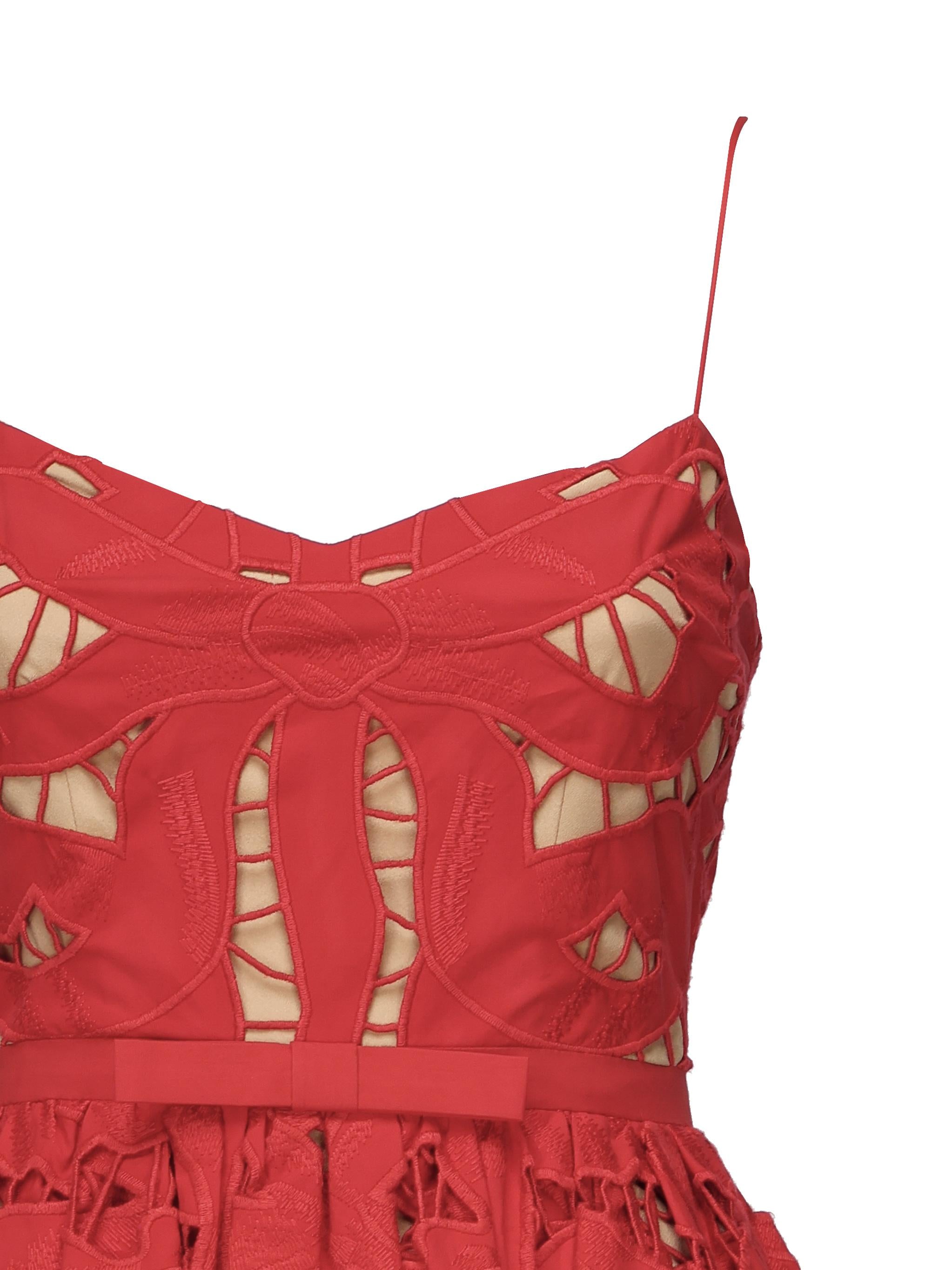 Abito midi ricamato con fiocco<BR/> PF25013M R SELF-PORTRAIT 