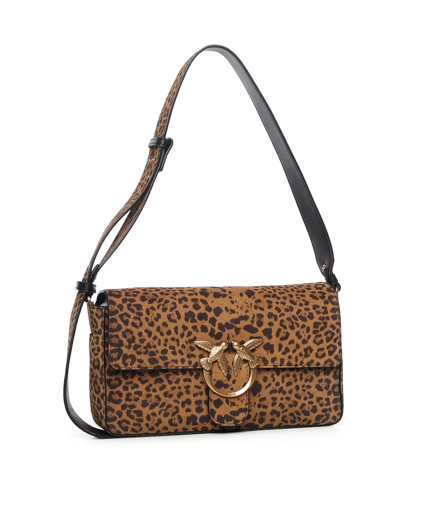 Borsa a spalla media Love Bag One Slouchy in suede leopardato 106243 A32AM35Q PINKO 