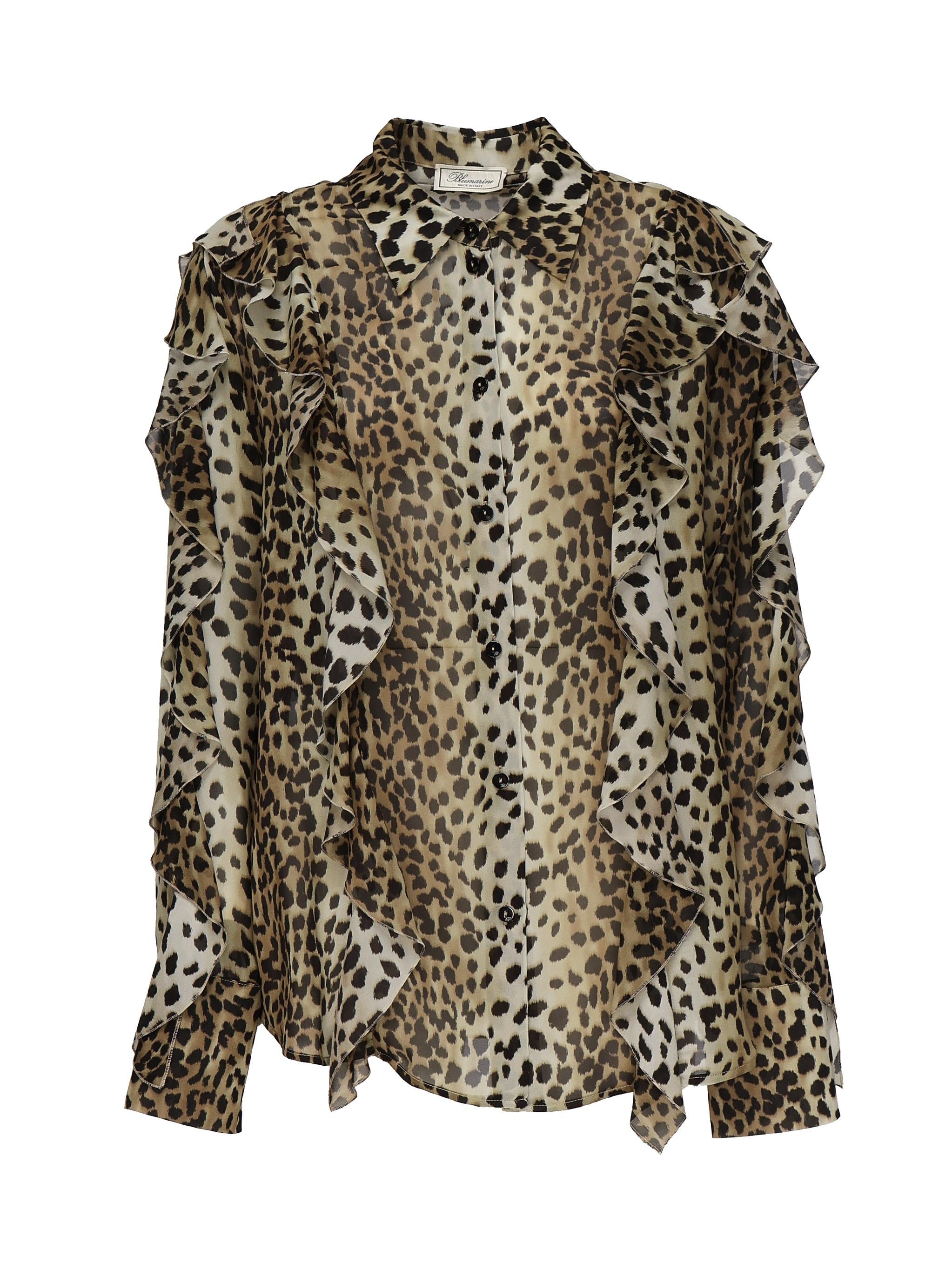Camicia in georgette stampata con volant 2C354A M9905 BLUMARINE 