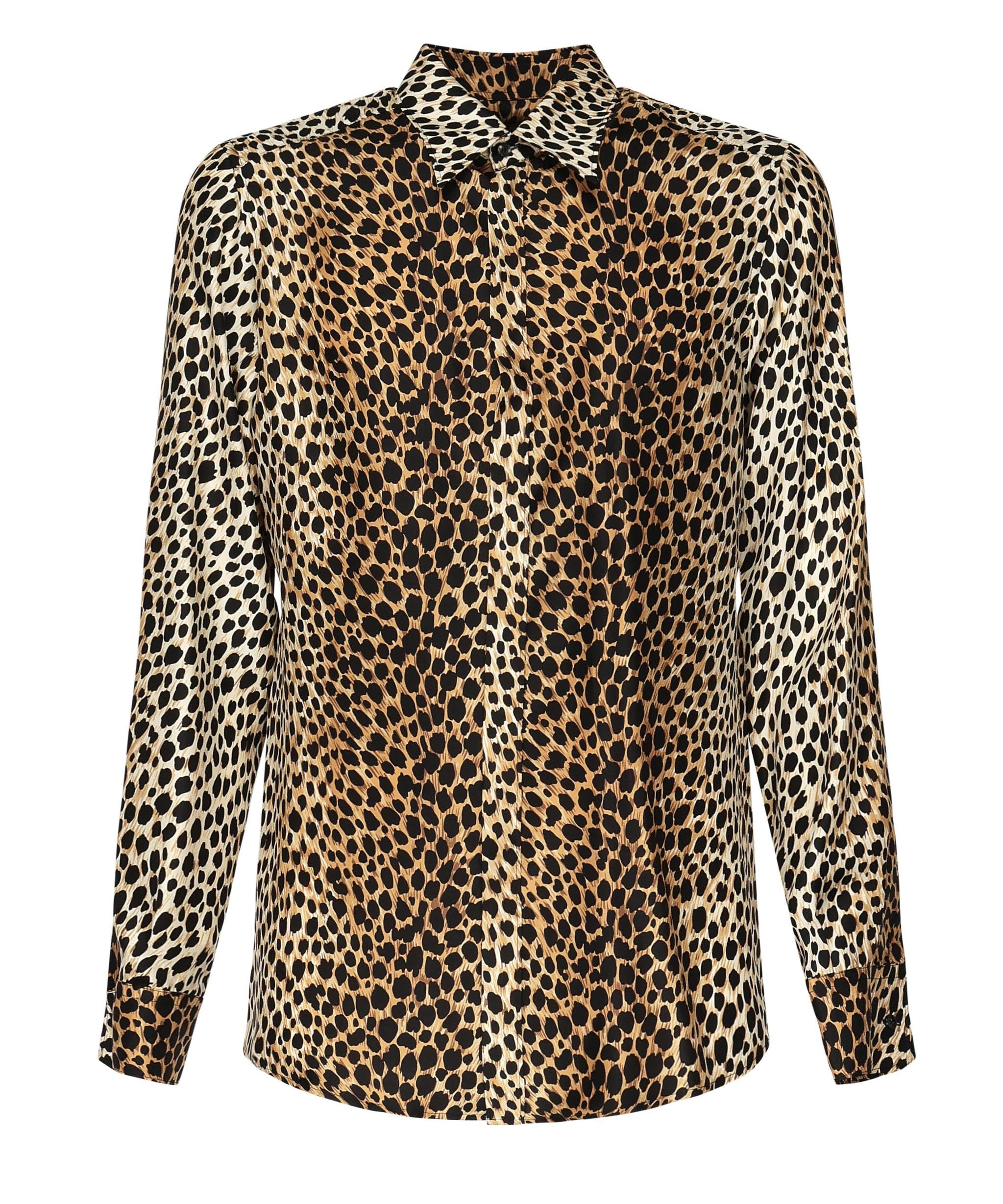 Camicia in twill di seta stampa Ocelot G5JL8T IS1NFHHL7N DOLCE & GABBANA 