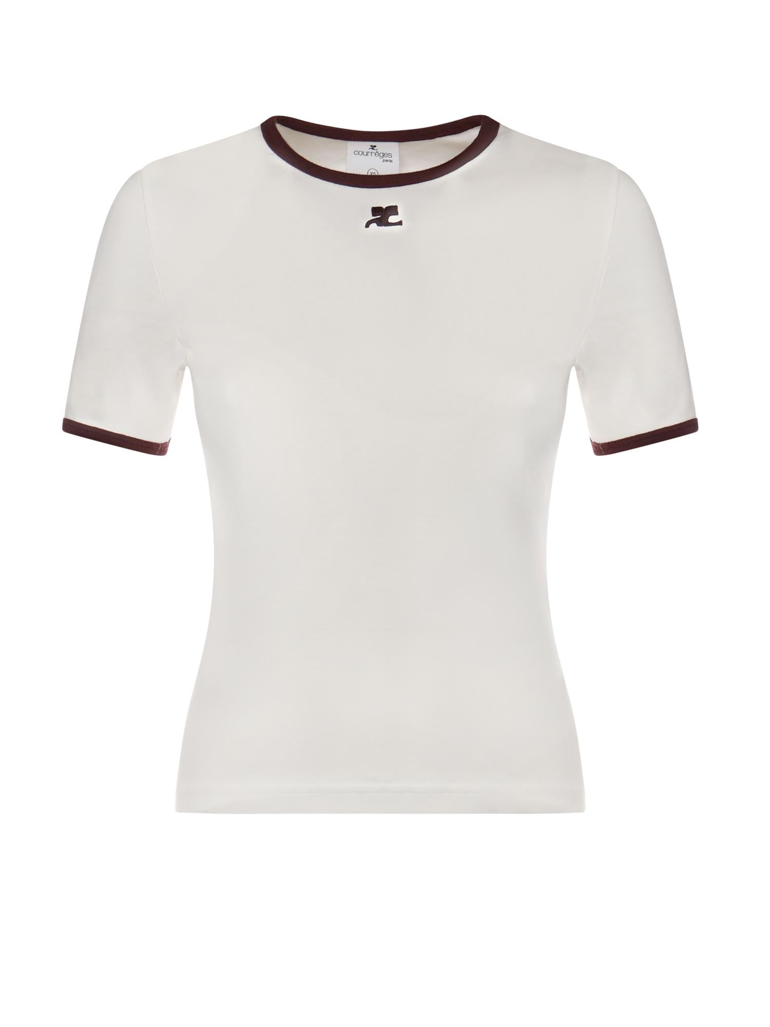 T-shirt in cotone 125JTS0117JS0203 HERITAGEWHITE/BORDEAUX COURREGES 