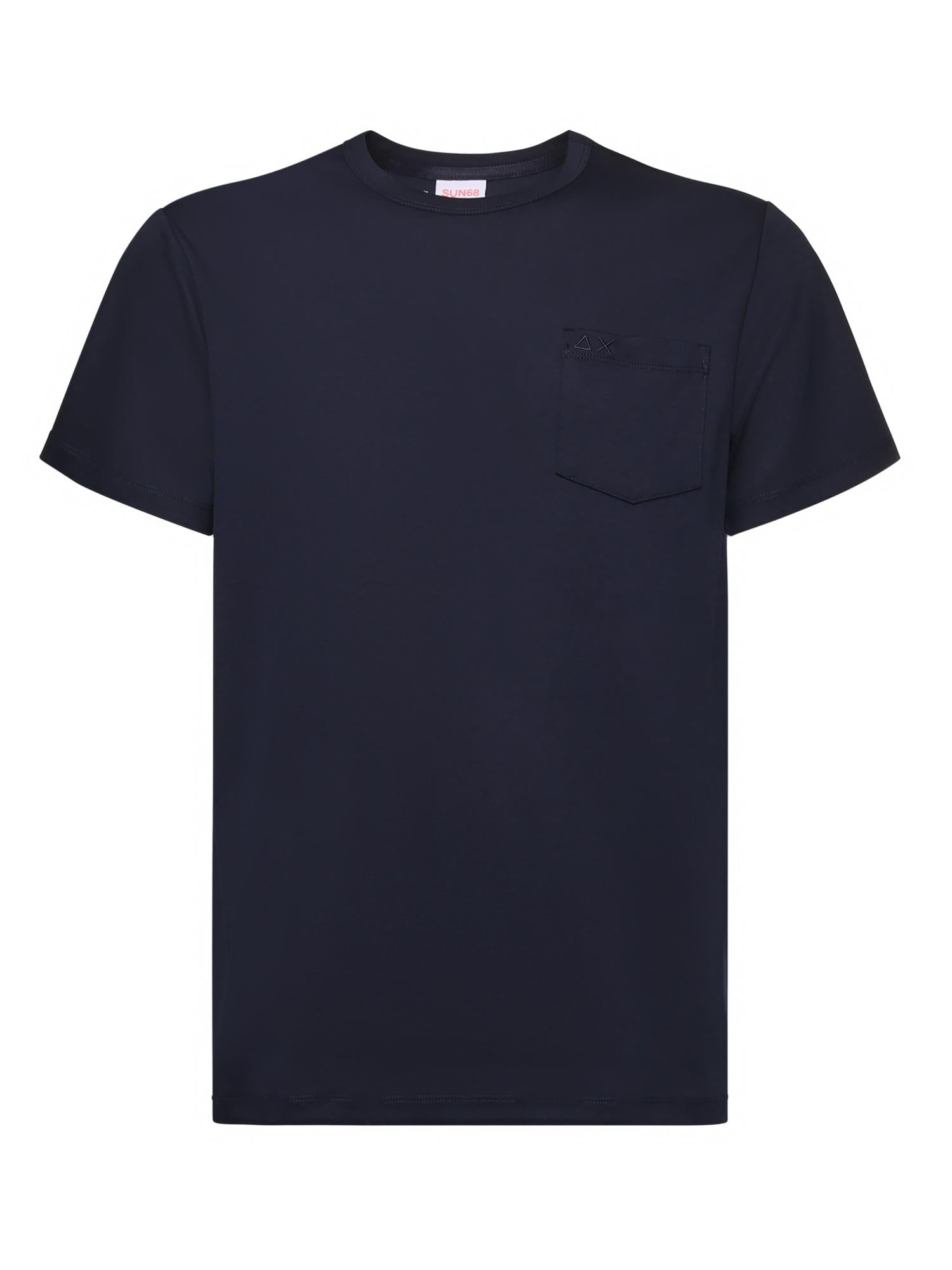 T-shirt in jersey di cotone con taschino T45101 07 SUN 68 