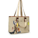 Borsa shopping Tita con logo 73BS9TZ01C TITABEIGE/CUOIO V° 73 
