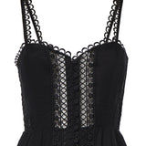 Miniabito Lenora in voile di cotone e pizzo 261603 BLACK CHARO RUIZ 