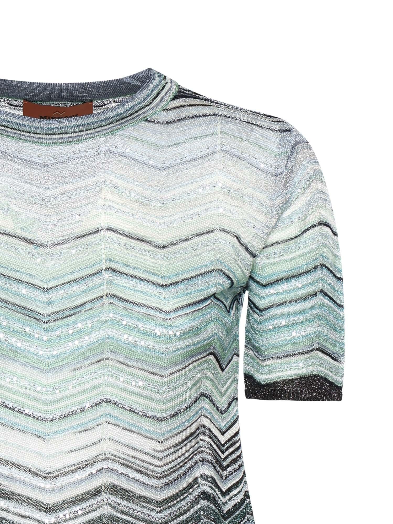 T-shirt in viscosa chevron lamé con paillettes DS26SN0V BK01H9SMSN4 MISSONI 