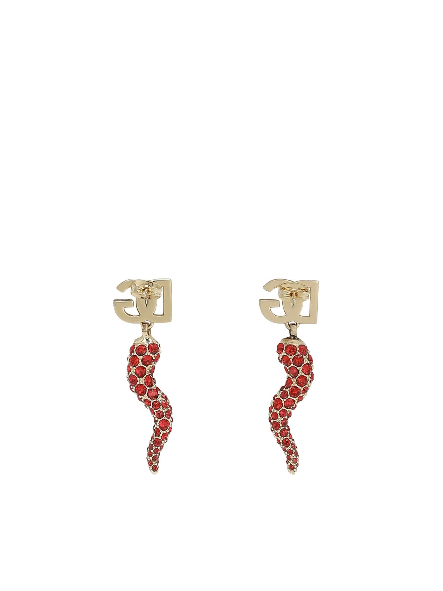 Orecchini con logo e cornetto in strass WEQ6C6 W1111ZOO00 DOLCE & GABBANA 