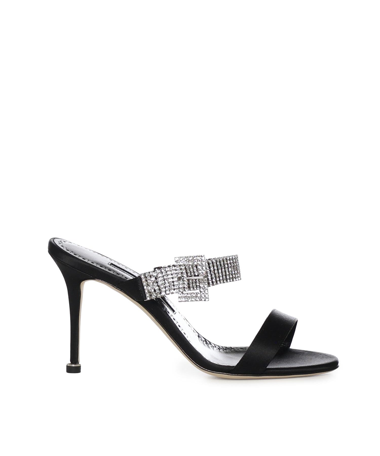 Mules Fibolta in raso con cristalli 1263118 0015 MANOLO BLAHNIK 