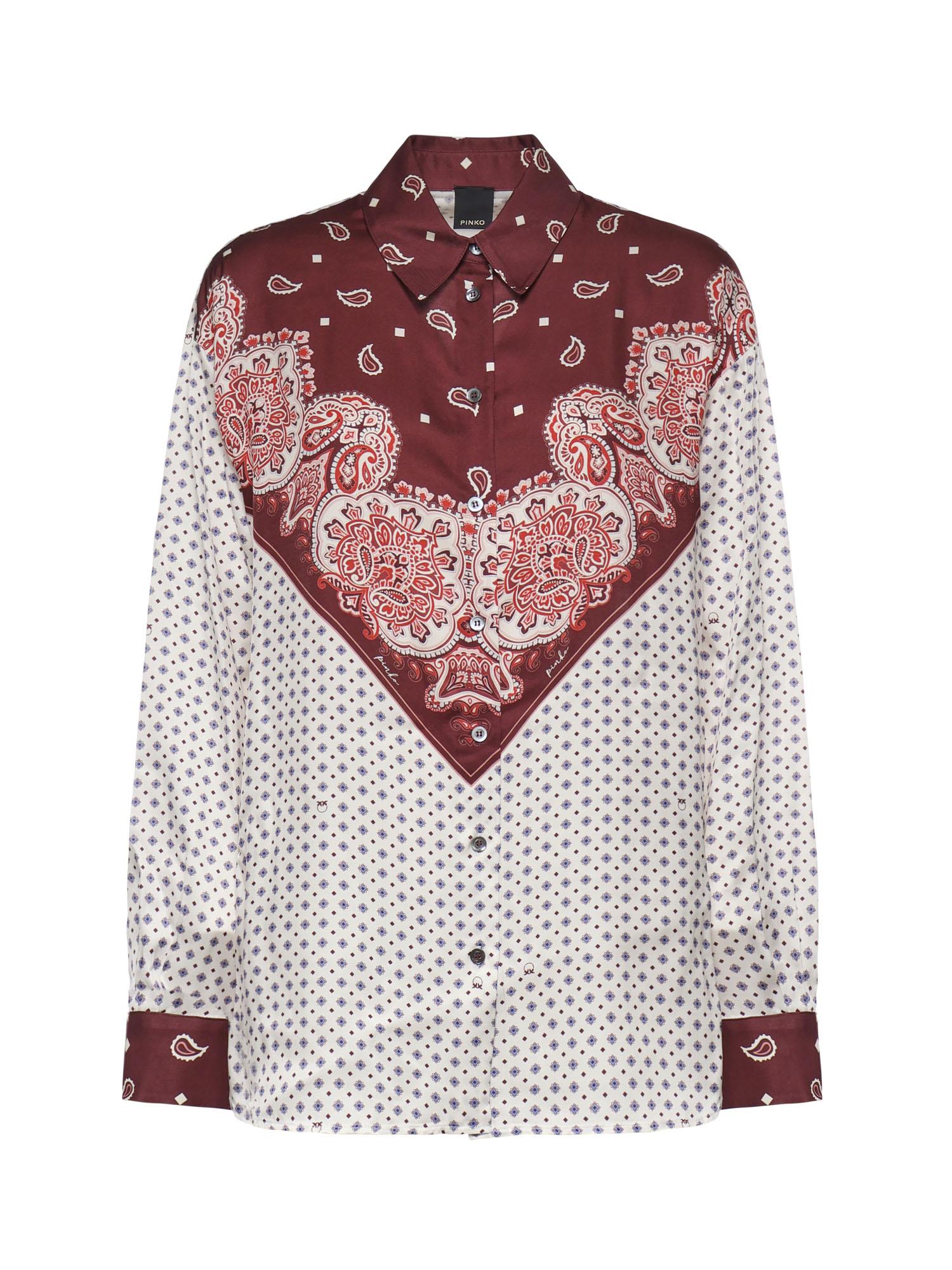 Camicia in twill di viscosa con stampa 106202 A31KYR1 PINKO 