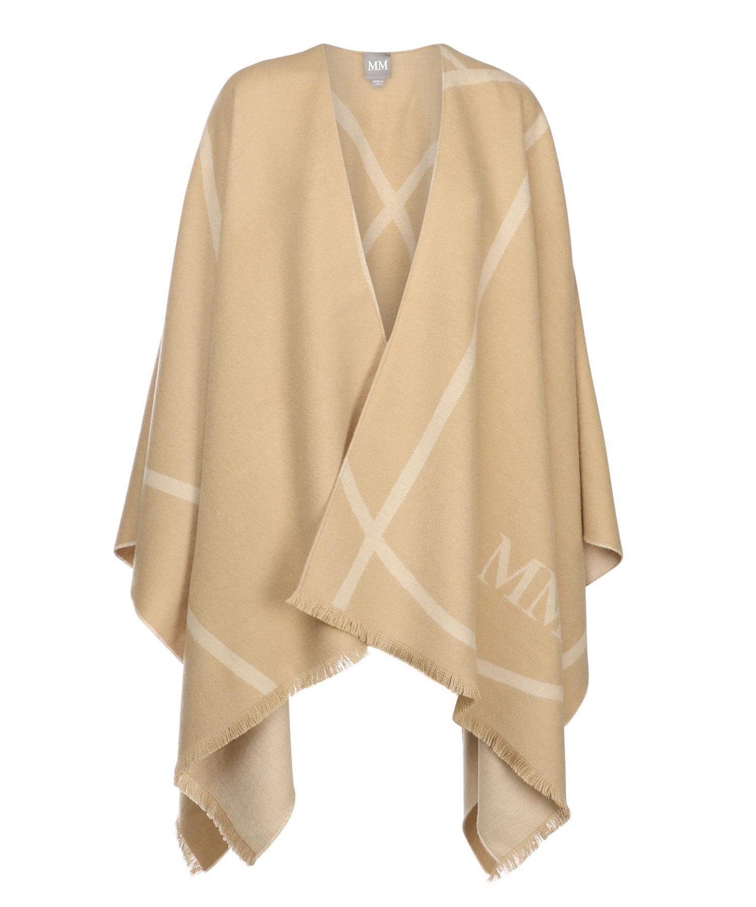 Mantella in lana con logo 2526546037600 002 MM Max Mara 
