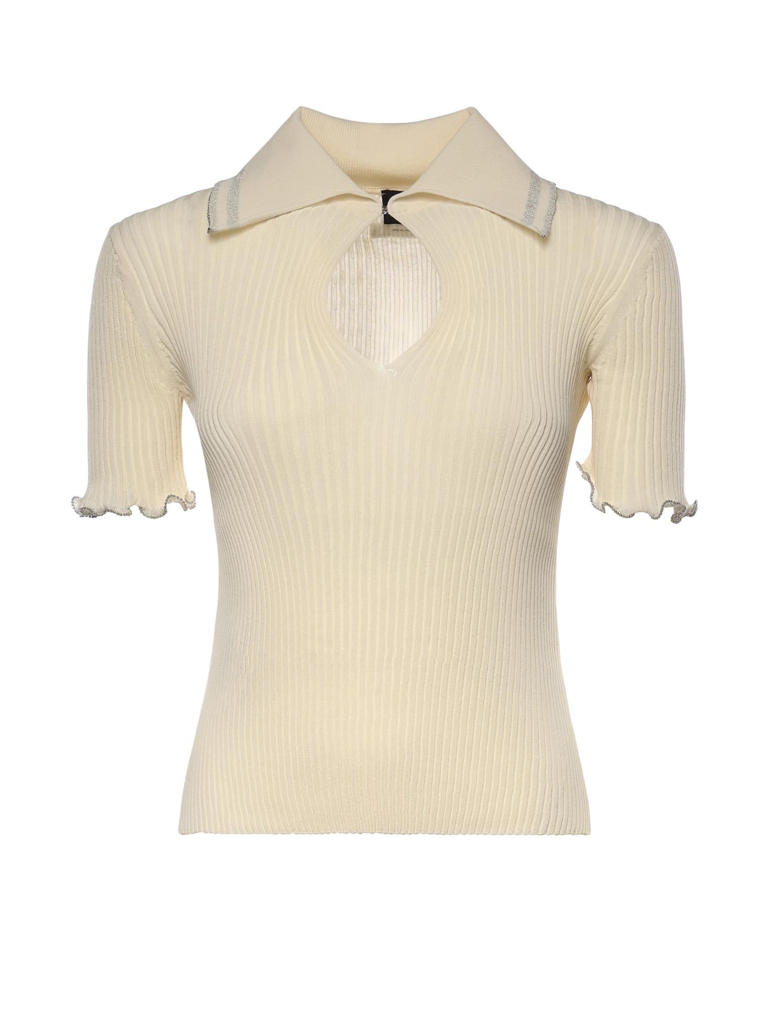 Maglia a costine con bordi gioiello 106287 A343C14 PINKO 