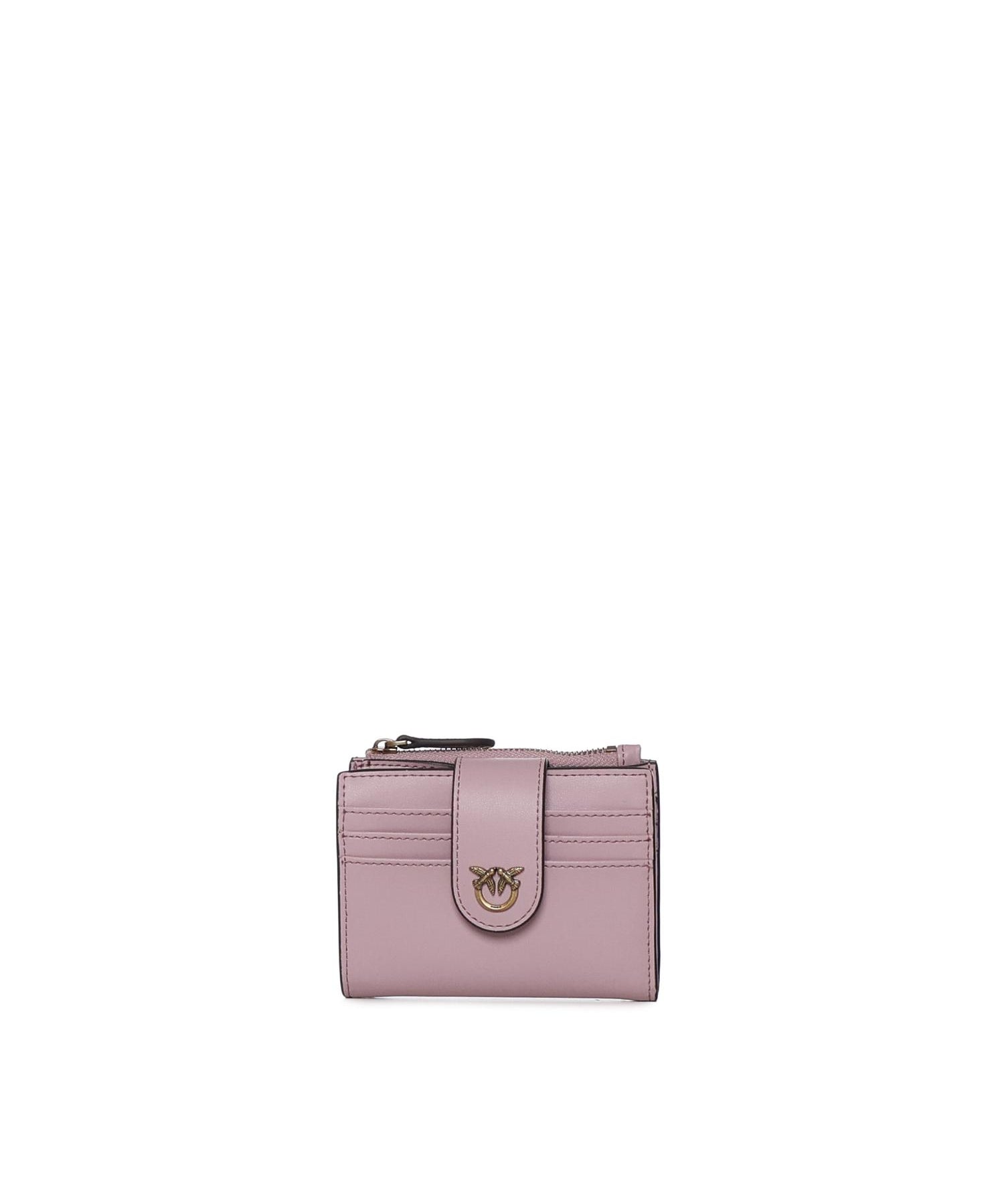 Portafoglio in pelle con logo<BR/> 103610 A0F1P26Q PINKO 