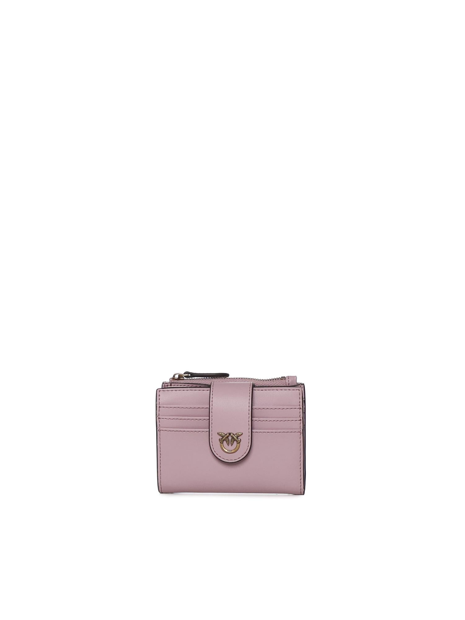 Portafoglio in pelle con logo<BR/> 103610 A0F1P26Q PINKO 