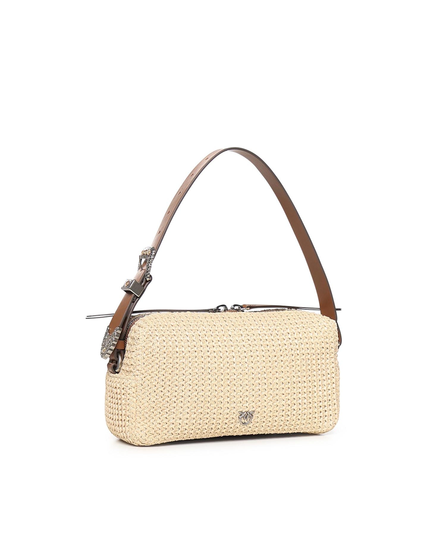 Borsa a spalla in rafia con logo 106661 A391HH2O PINKO 