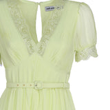 Abito longuette in chiffon con dettaglio in pizzo RS23-075M CHIFFONLIME GREEN SELF-PORTRAIT 