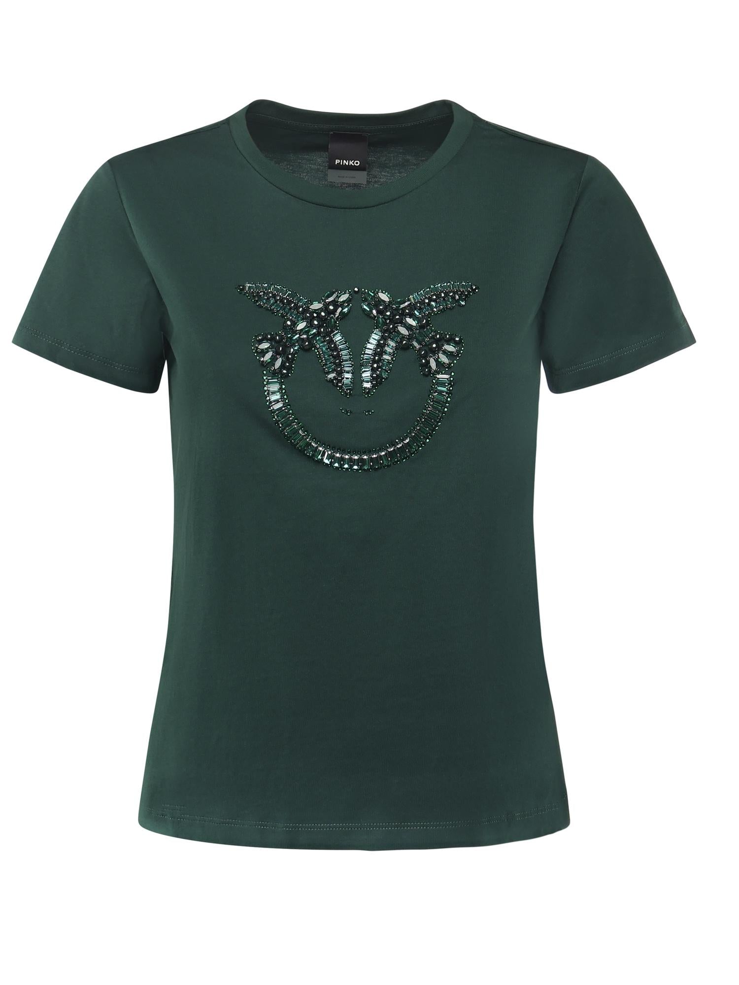 T-shirt logo Love Birds decorato 100535 A2RNX79 PINKO 