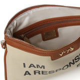 Clutch Responsible con logo 73BS9N004 RESPONSIBLEOFF WHITE/CUOIO V° 73 