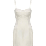 Miniabito bustier in fresco di lana gessato DA571 ES0080D001 DONDUP 