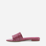 SANDALI SLIDES VICKY IN PELLE STAMPA COCCO<BR/> VICKY COCCOROSA GIULIANO GALIANO 