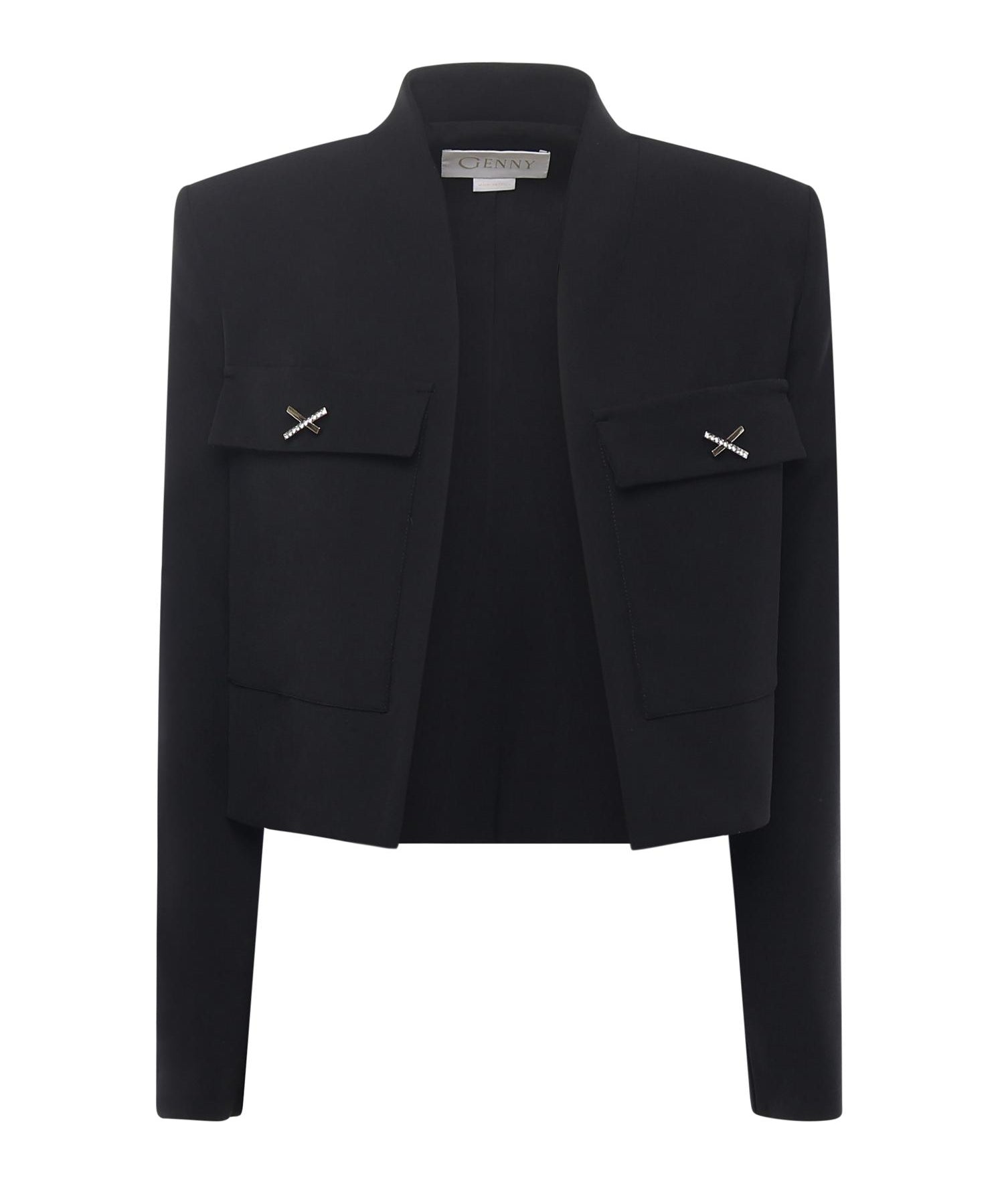 Giacca cropped in cady con dettaglio gioiello a X 79AAQ516 N0356899 GENNY 
