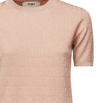 Maglia in cotone e viscosa FF jacquard FZXD57 AUZRF1SAU FENDI 