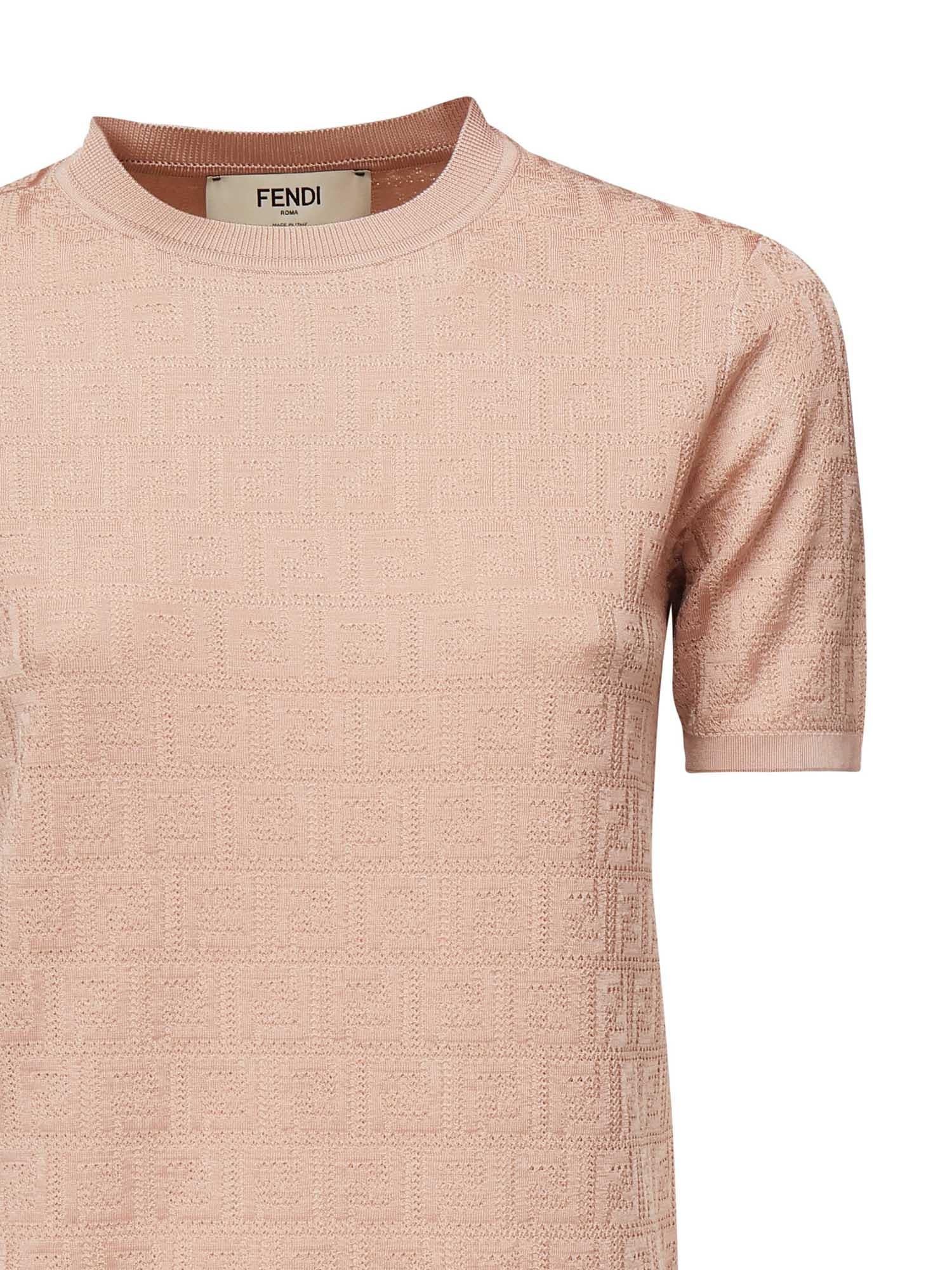 Maglia in cotone e viscosa FF jacquard FZXD57 AUZRF1SAU FENDI 