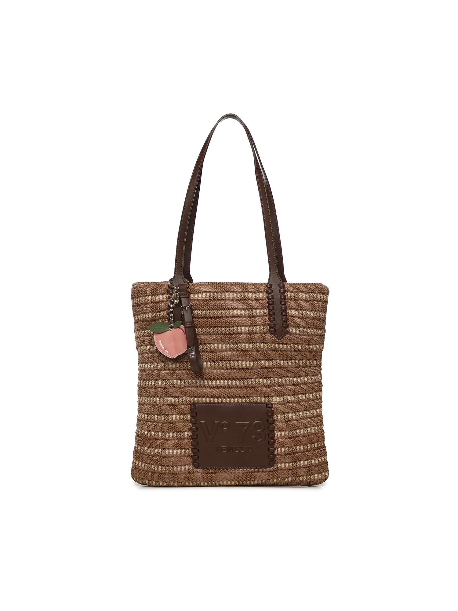 Borsa shopping con logo 73BS9M802 CASSIENATURALE/MORO V° 73 