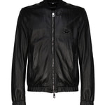 Giubbotto in pelle con placca logata G9ZY5L HULR0N0000 DOLCE & GABBANA 