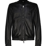 Giubbotto in pelle con placca logata G9ZY5L HULR0N0000 DOLCE & GABBANA 