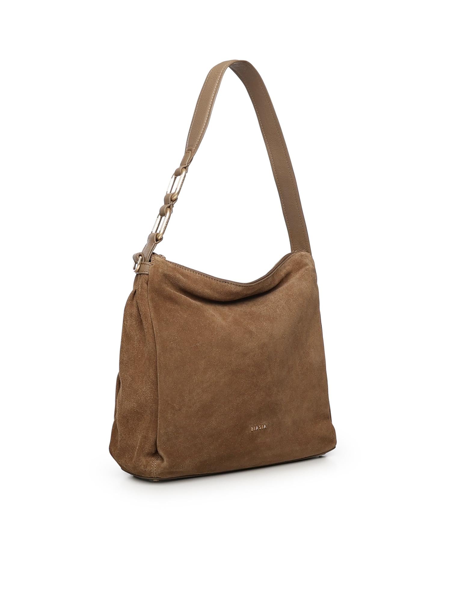 Borsa a spalla in camoscio BIBP9DP02C TAUPE BIASIA 