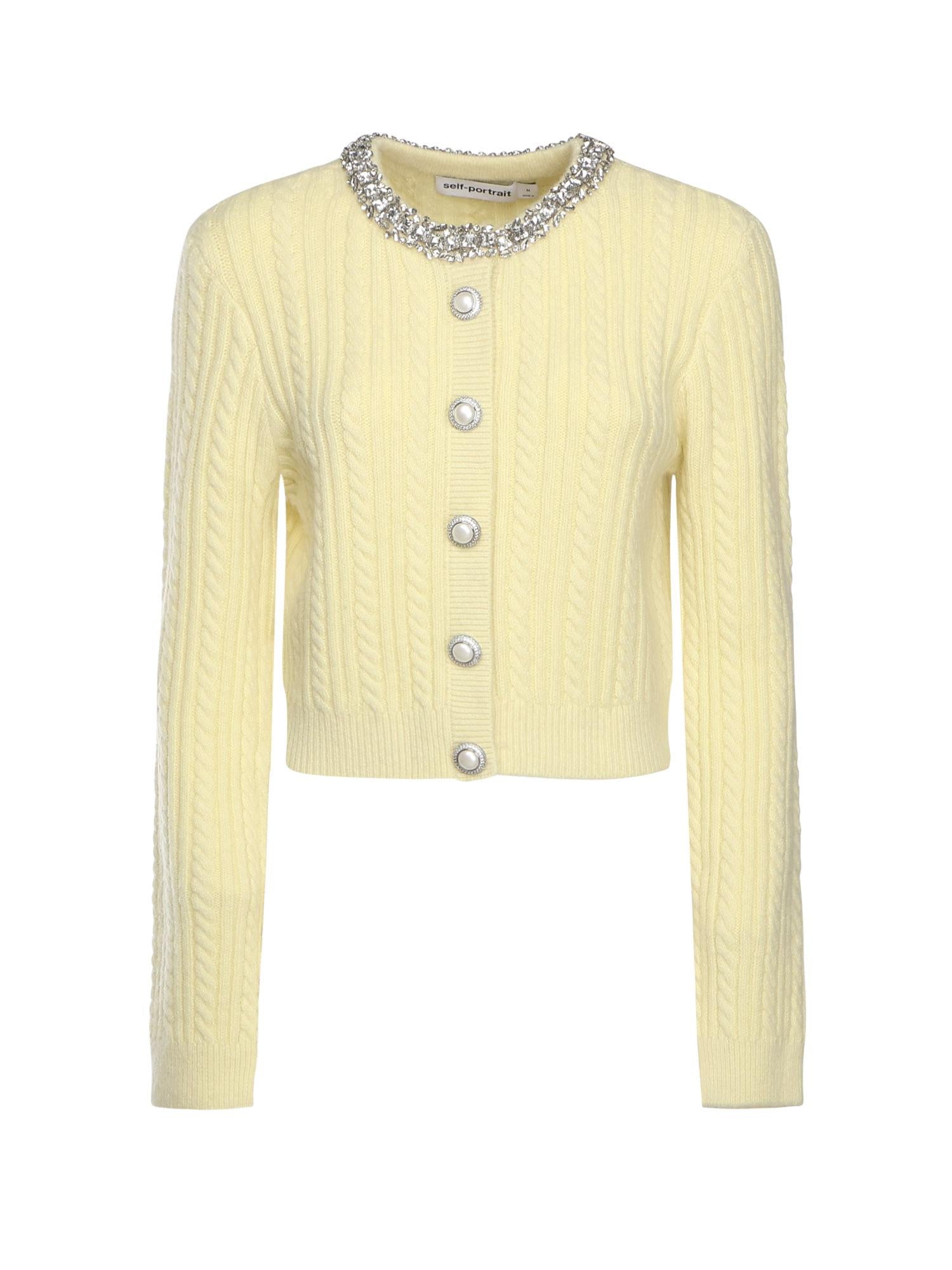 Cardigan in alapaca con perle e strass AW25121CA Y SELF-PORTRAIT 