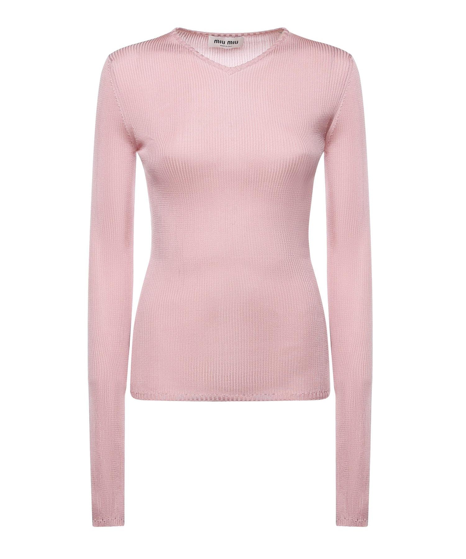 Maglia scollo a V in seta MML01B 18BQF0638 MIU MIU 
