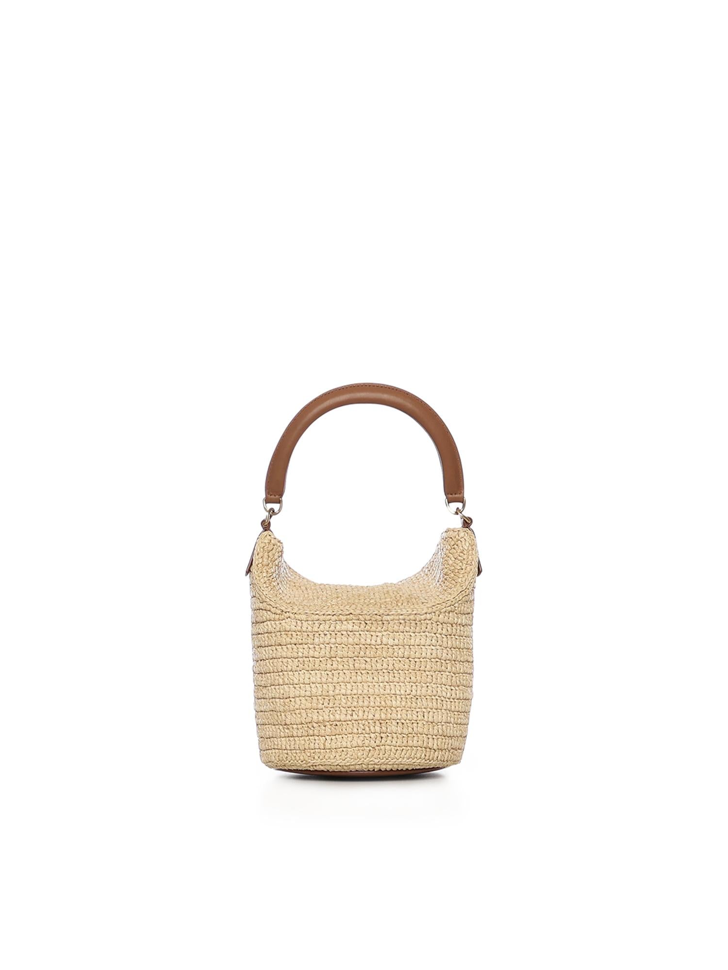 Secchiello Gaby in rafia con pelle 838591 GAAFC2791 SAINT LAURENT 