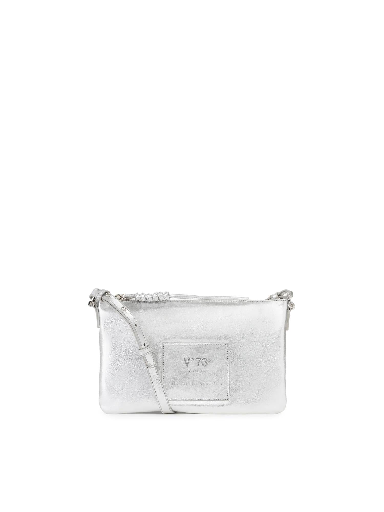 Borsa a tracolla in pelle con logo 73BP9VT03 LOLLI POPPOP SILVER V° 73 