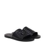 Slide in pelle con logo DG A80397 AO60280999 DOLCE & GABBANA 