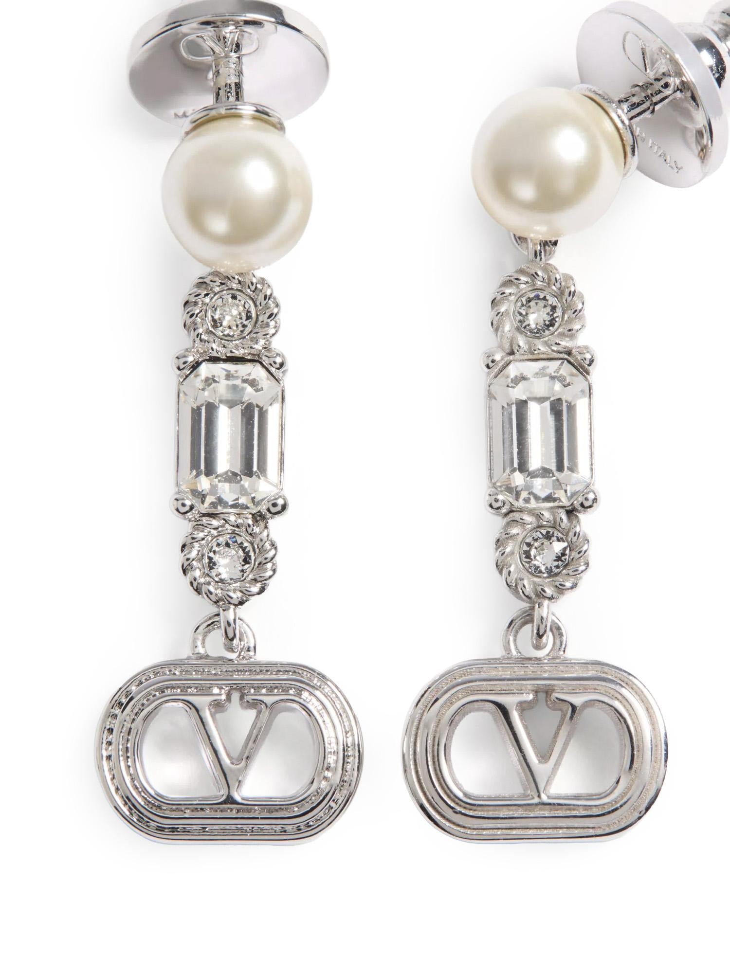 Orecchini Ovalette in metallo, perle e cristalli Swarovski® 7W2J0AI8 WKDDFF VALENTINO GARAVANI 
