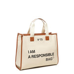 Borsa tote Responsability in cotone 73BS6AF01 RESPONSIBILITY BISNATURALE/CUOIO V° 73 