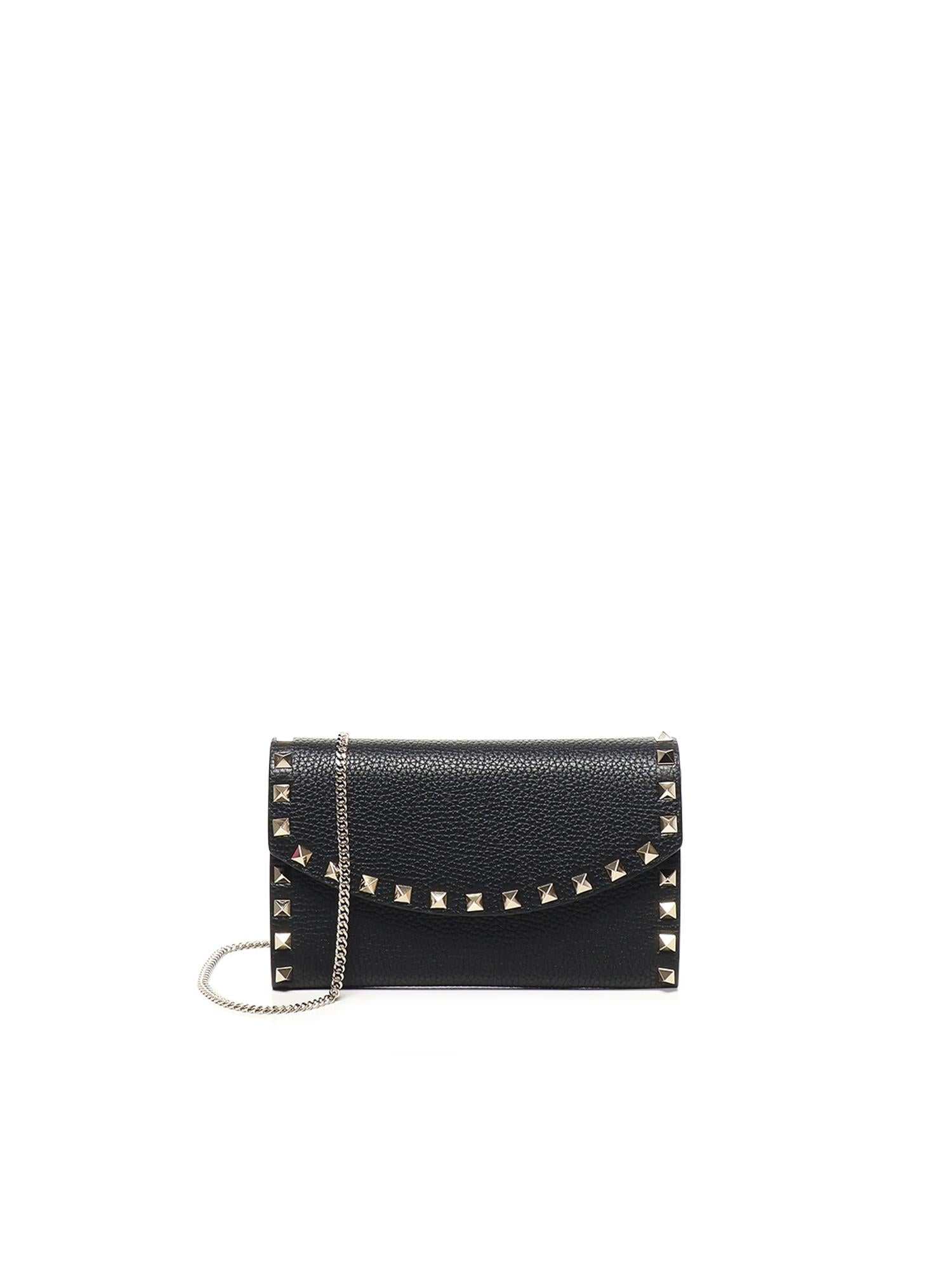 Portafoglio Rockstud in pelle con catena 7W2P0AR6 VSH0NO VALENTINO GARAVANI 