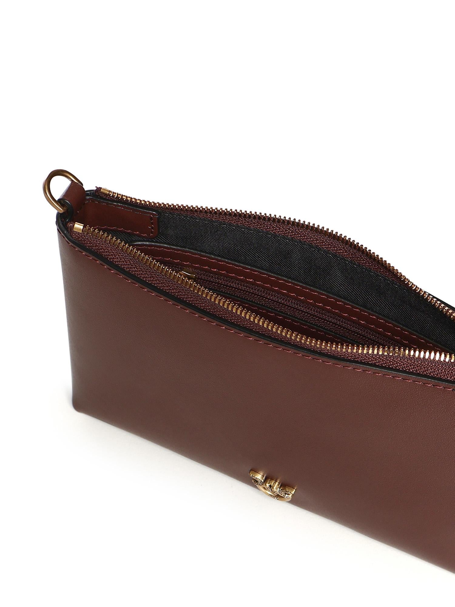 Pochette piatta in pelle con logo Love Birds 104277 A0F1R49Q PINKO 