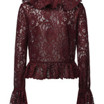 Top in pizzo con volant PF26102T BU SELF-PORTRAIT 
