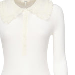 Polo in lana a coste con pizzo CHC25AHT58667 107 CHLOÉ 