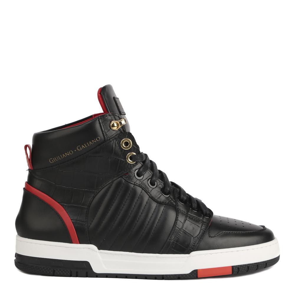SNEAKERS 1990 NERE E ROSSE IN PELLE 1990 LEATHERBLACK/BLACK GIULIANO GALIANO 