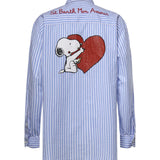 Camicia Brigitte a righe con stampa Snoopy in popeline BRIG005 01934L MC2 SAINT BARTH 