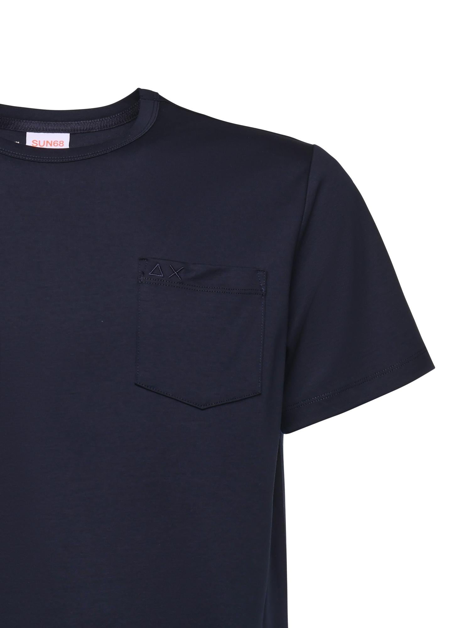 T-shirt in jersey di cotone con taschino T45101 07 SUN 68 