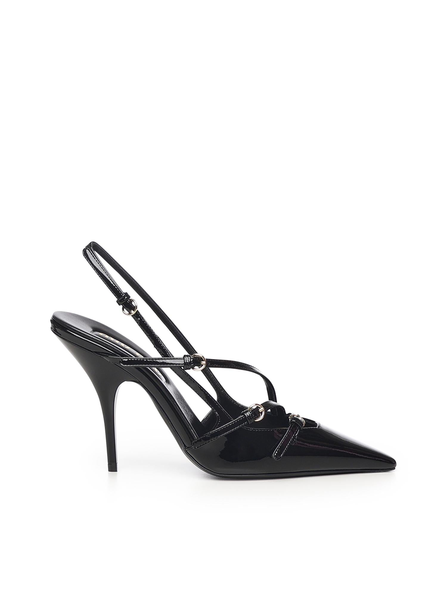 Slingback in vernice con fibbie 5I013E 069F0002 MIU MIU 