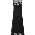 Abito midi senza maniche in crochet geometrico 106361 A354Z99 PINKO 